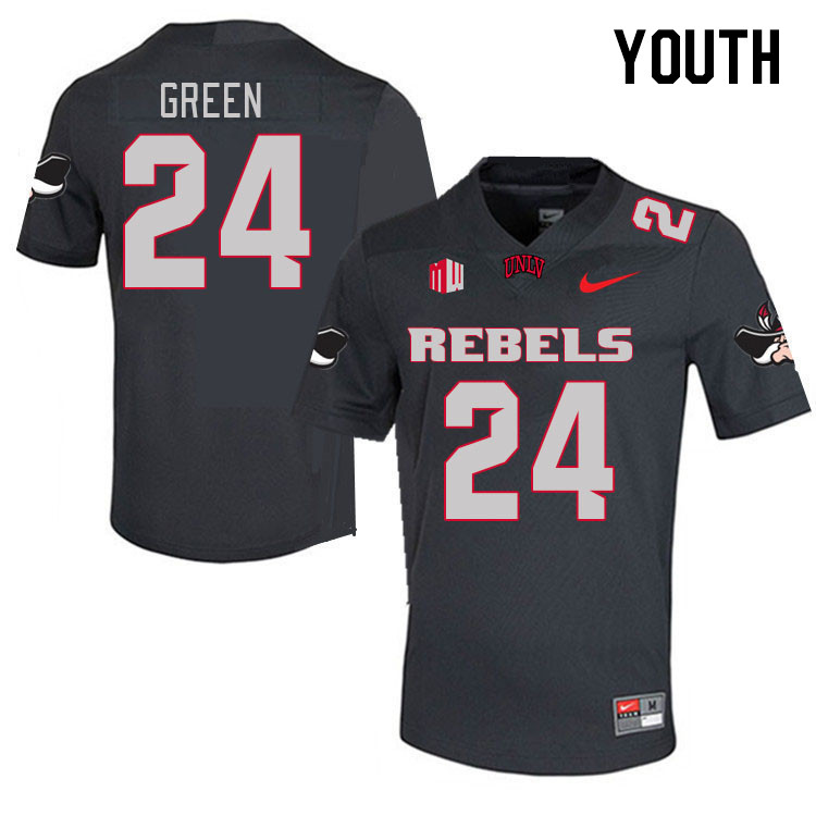 Youth #24 Sammy Green UNLV Rebels 2023 College Football Jerseys Stitched-Charcoal